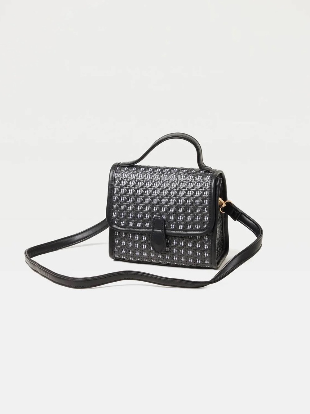 l*space Black Woven Top-Handle Crossbody Bag
